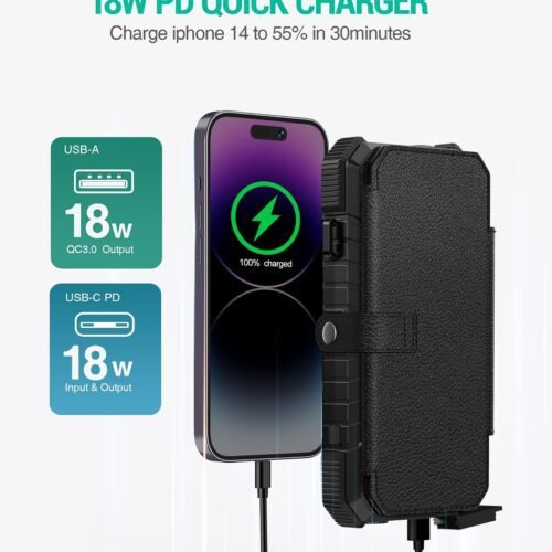20,000mAh 18W Fast Charging Solar Power Bank with 4 Foldable Panels - Solar Power Banks - GoSolPod | Solar Energy Storage ...