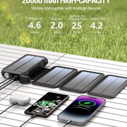 20,000mAh 18W Fast Charging Solar Power Bank with 4 Foldable Panels - Solar Power Banks - GoSolPod | Solar Energy Storage ...