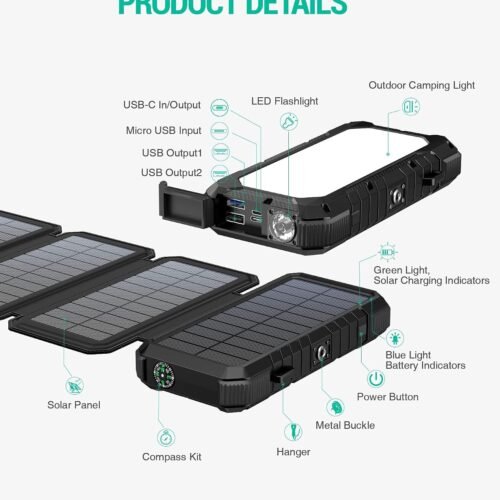 20,000mAh 18W Fast Charging Solar Power Bank with 4 Foldable Panels - Solar Power Banks - GoSolPod | Solar Energy Storage ...
